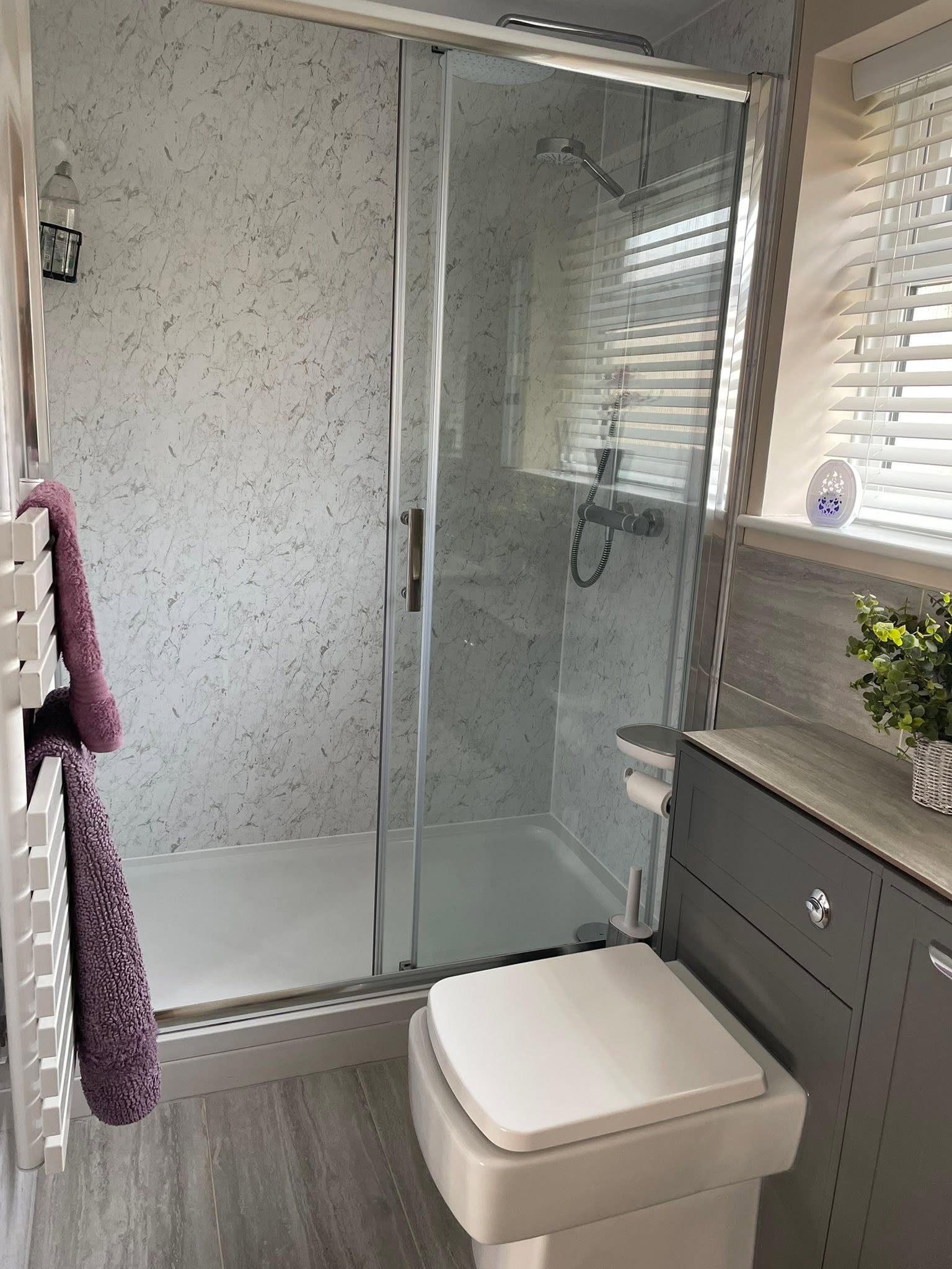 The downstairs shower room